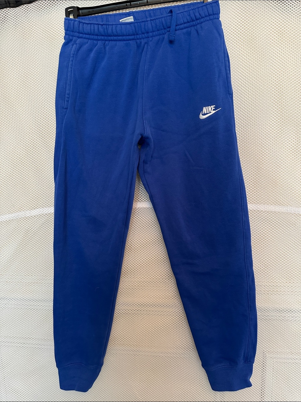 Nike Blue Fleece Joggers with White Swoosh